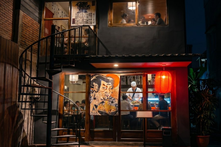ma. exterior at night
